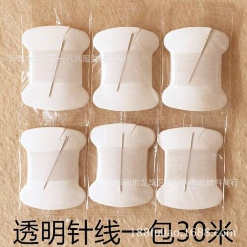 50pcs/lot 30m Ultra-fine Thread Joker Transparent Fish Silk Sewing Thread Hand-sewn Transparent Thread Needle Set DIY Tools