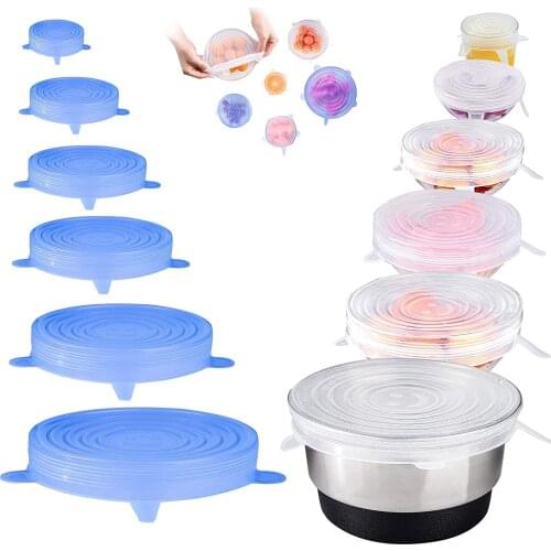 6/12Pcs Kitchen Tool Silicone Stretch Cover Used for Food Preservation Reusable Food Preservation Film Kitchen Accessories