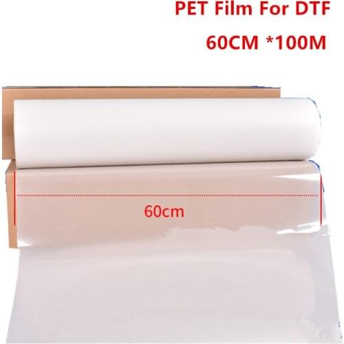60cm*100m Roll PET Transfer Film 100 Micron For Direct Transfer Film Printing For Epson L1800 i3200 4720 Printhead DTF Printer