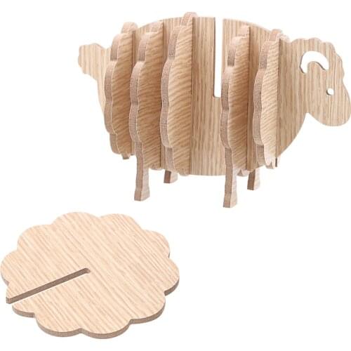 HILIFE Table Pad Gadgets Table Decoration Wood Sheep 7pcs/set Kitchen Accessories Coffee Cup Mats Coasters Placemat