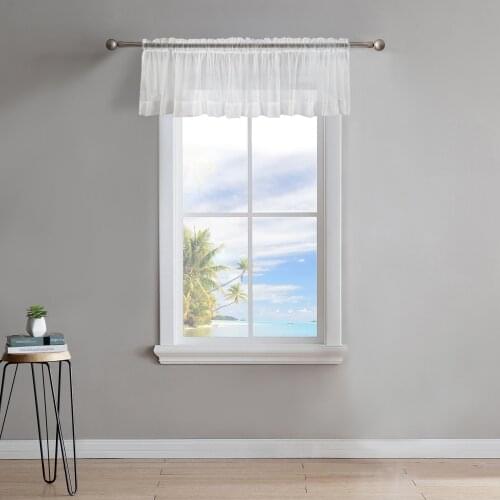 American Finished Semi-curtain Head Scandinavian High-grade White Window Solid Color Decorative Yarn Curtain Short Curtain