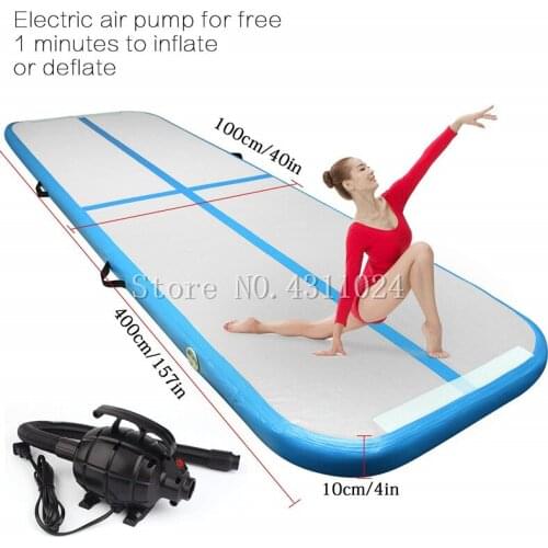 Free Shipping 4x1x0.1m Blue Inflatable Gymnastics Mattress Gym Tumble Airtrack Floor Tumbling Air Track For Sale