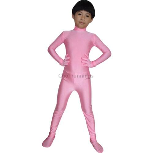 Headless Kid Children Unisex Spandex Zentai Costume dancewear Unitard Bodysuit Catsuit Pink