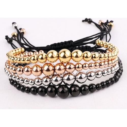 High Quality New Fashion Stainless Steel Beads Friendship Macrame Bracelet Women Men