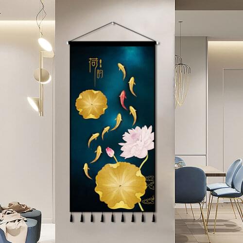 Tapestry decoration painting living room entrance porch new Chinese background cloth wall decoration hanging cloth wall decor