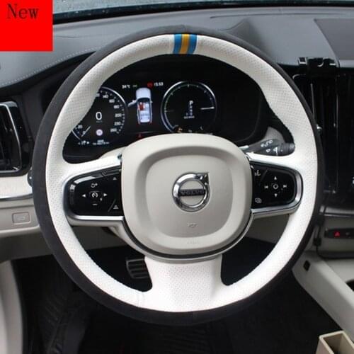 DIY Hand-Stitched Leather Suede Car Steering Wheel Cover for Volvo S90 Xc60 S60L Xc90 S80 V40 Car Accessories