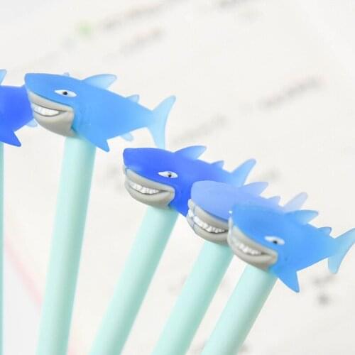 24 pcs/Lot blue shark&whale gel pen 0.5mm ballpoint black color pens kids gift Cute Stationery Office School supplies FB483
