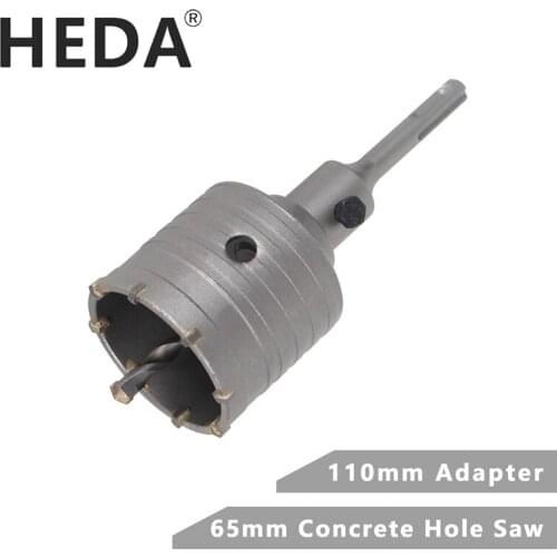 HEDA 65mm Concrete Tungsten Carbide Alloy Core Hole Saw SDS PLUS Electric Hollow Drill Bit Air Conditioning Pipe Cement Stone