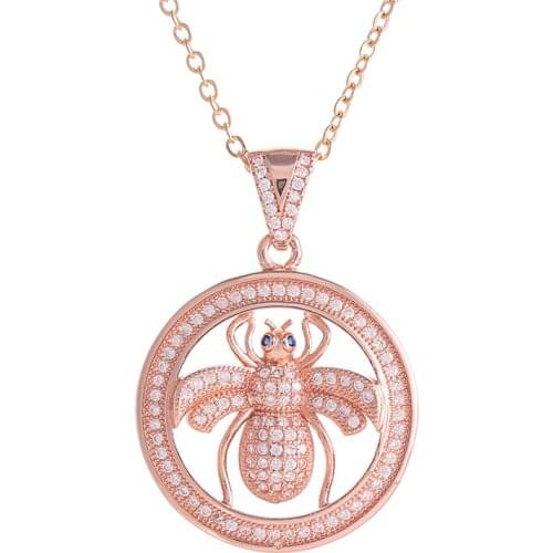 Hot Trendy Jewelry Shining Zircon Bee Charms Necklaces For Women Men Handmade Chain Necklaces & Pendants For Friends Bijoux Gift