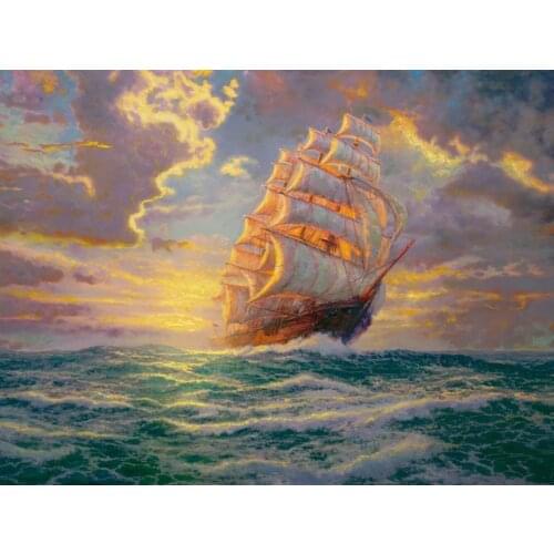 JMINE Div 5D Sailboat Sea Ocean ship Full Diamond Painting cross stitch kits art High Quality Scenic 3D paint by diamonds
