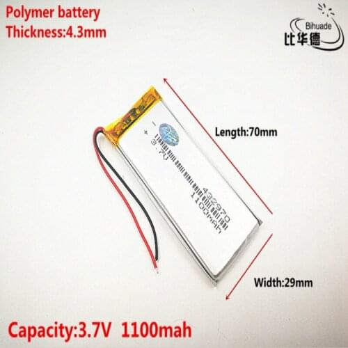 422773 1100mah 432970 453070 3.7V 1100mah Lithium polymer Battery For MP3 MP4