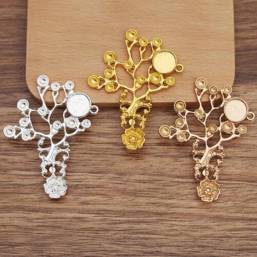10 Pieces/Lot 59*45.5mm Metal Flower Hair Accessories Step Shake Hair Sticks Material Diy Jewelry Setings