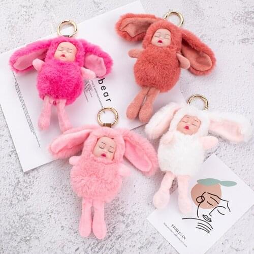 Cute Doll Keychain Pendant Fashion Plush Pendant Key chain Rabbit Ears Cartoon Pendant Keychain Girly Fun Bag Keychain Pendant