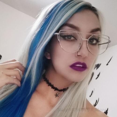 Fashion Glasses Women Vintage Cateye Eyeglasses Frame Metal Myopia Optical Eyewear Transparent Lens Comfort Light Spectacle