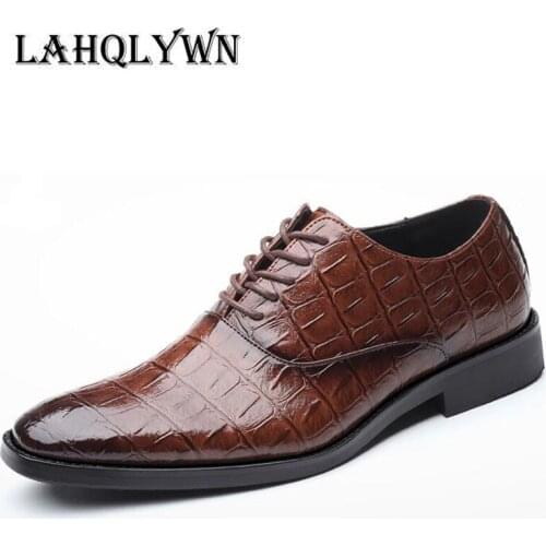 New Crocodile Oxfords Shoes Men Luxury Shoe Wedding Party Men Footwear Flat Dress Shoes Big Size38-48 H294