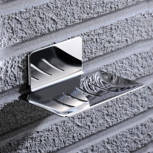 Soap Dish Stainless Steel soap Tray 3M Self-Adhesive Without Drilling (Chrome and Black)