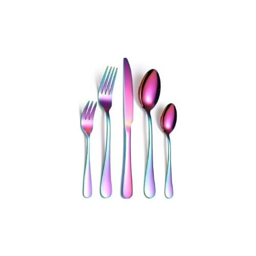 Cutlery Set Stainless Steel Colorful Tableware Set Multicolor Dinnerware Set Silverware Rainbow Rose Gold Kitchen Accessories