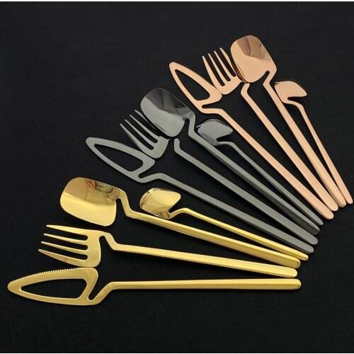 4pcs Black Dinnerware Set 304 Stainless Steel Cutlery Home Fork Spoon Knife Dinner Set Silverware Flatware Set Dropshipping