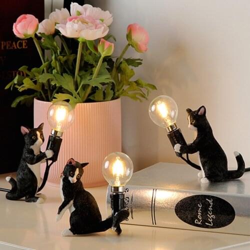 Animals Table Lamps Nordic Childrens Bedroom Resin Cat Table Light Desk Lamp Luminaire home Decor night light Lighting Fixtures