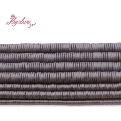 Natural Hematite Black Forst Rondelle Button Stone Beads For Jewelry Making DIY Necklace Bracelet Loose Spacer 1x2/1x3/1x6mm 15"