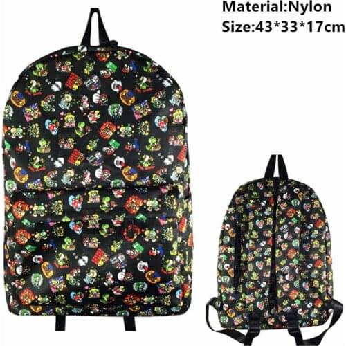 Game Super Mario Nylon Backpack Teenager Student zipper Schoolbag Cartoon men women Travel Laptop shoulder Bag casual bookbag