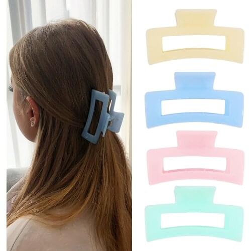 Solid Color Hairpin Women Horsetail Resin Hair Clips Ladies Large Shark Rectangle Clips Hair Jewelry Accessories Girls Headwear