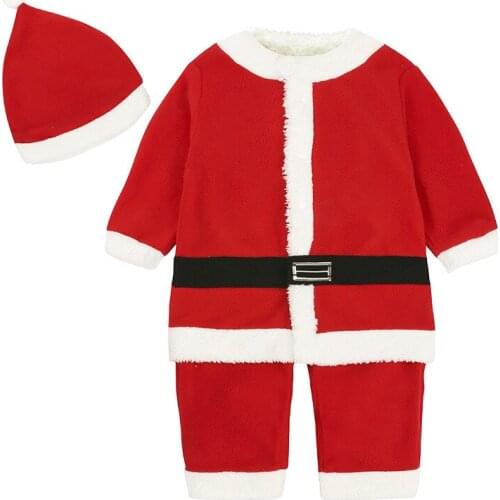 Santa Claus Autumn Baby Toddler Boys Girls Jumpsuits Christmas Infant Newborn Baby Boys Girls Rompers And Hat Clothes