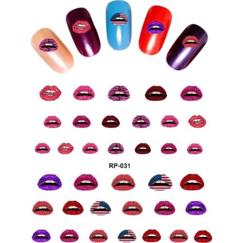 NAIL ART BEAUTY WATER DECAL SLIDER NAIL STICKER VALENTINES DAY KISSES TONGUE KISS MARK NATION FLAG LIPS RP031-036
