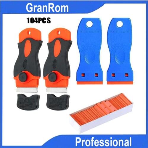 Plastic Scraper With Double Edged Replaced Blades 104pcs Kit Remover Decals Tint Stickers Labels Debris Adhesive Residue Glue