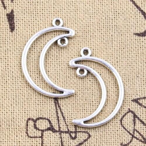 30pcs Charms Hollow Moon 26x17mm Antique Silver Color Pendants DIY Crafts Making Findings Handmade Tibetan Jewelry