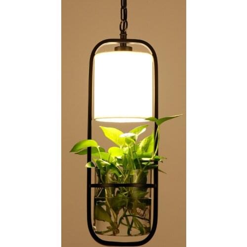 Pendant light garden flowers potted plants pendant lamp wrought iron glass garden suspension lights nordic bar bedroom lamp g176