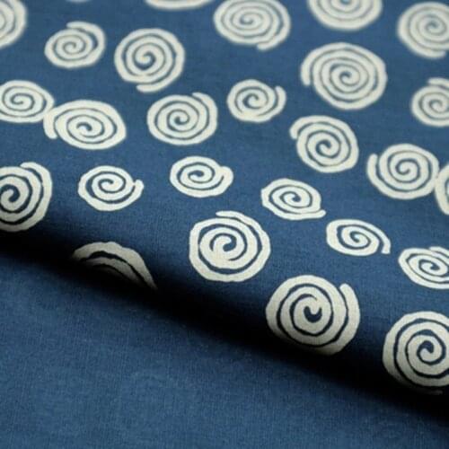 Half yard thin cotton fabric blue bottom with flower print, handmade DIY bag garment cloth 100% cotton CR-352