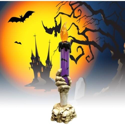 Ghost Skull Hand Candle LED Lamp Electronic Skeleton Candle Light Smoke-free Halloween Props Party Bar Decor