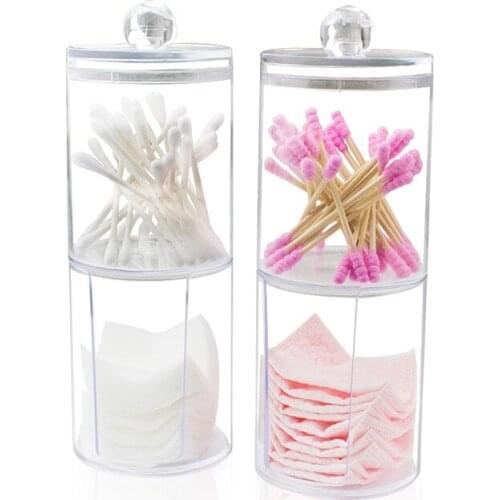 Clear Cotton Swab Box Acrylic Cotton Pad Storage Holder Boxes Transparent Cotton Swabs Q-tip Storage Box Case Makeup Organizer