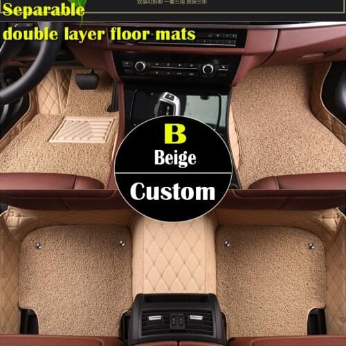 Separable double layer custom car floor mats forPeugeot 206 207 2008 301 307 308sw 408 4008 508 rcz carpet floor liner