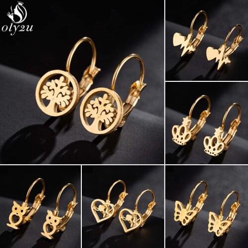 Bohemian Gold Butterfly Stud Earrings for Women Daily Jewelry Fashion Tree of Life Ear Studs Animal Earing Pendant Mujer