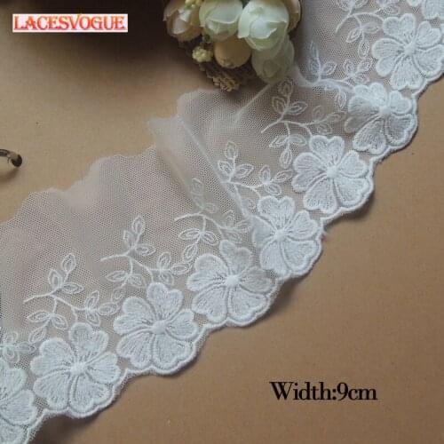 19yards/lot 9cm Mesh cotton embroidery Lace fabric DIY Garment needlework sewing Handmade accessories dress edge decoration 247