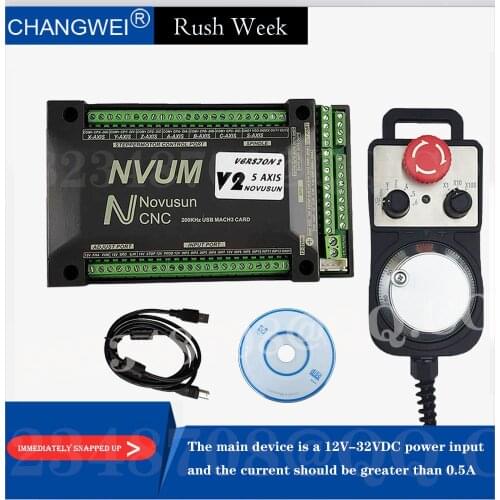 Mach3 motion controller NVUM V2.1 200kHz 3 /4/ 5 /6 axis control system 6 axis emergency stop electronic handwheel cnc kit MPG