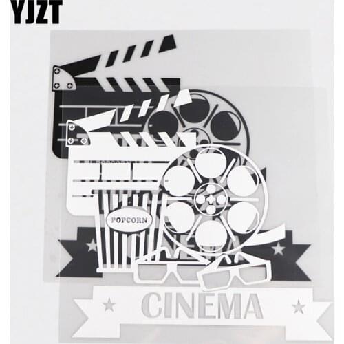 YJZT 19×18CM CINEMA Vinyl Car Sticker Decal Creative Cartoon Funny Pattern Black/Silver 4C-0469
