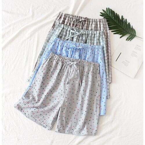 Women Summer Cotton Shorts Men Casual Thin Home Pants Elastic Waist Sleep Bottoms Plus Size Sleepwear Sleeping Shorts
