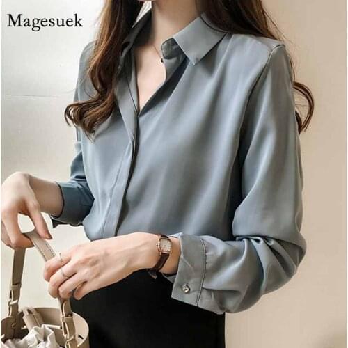 2020 Autumn Women Plus Size Female Clothes Loose Shirt Long Sleeve Blouse Fashion Blouses Solid Simple OL Feminine Blusa 1181 40