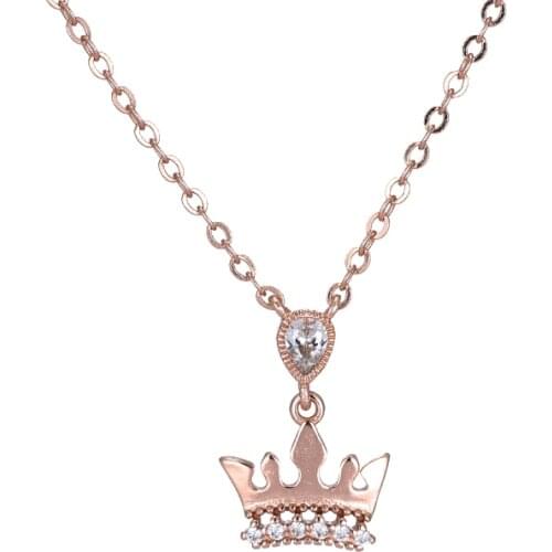 New 925 Sterling Silver Crown Necklaces Pendant Fashion Sterling Silver Jewelry Statement for Women Bijoux