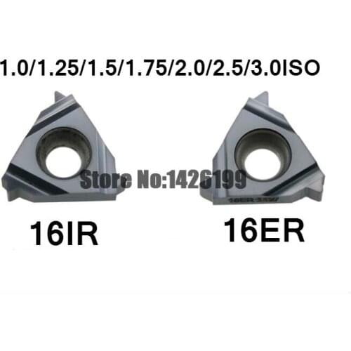 10PCS 16ER 16IR 16 IR ER 1.0/1.25/1.5/1.75/2.0/2.5/3.0 ISO internal External Threading Carbide Inserts coating Black ISO Metric