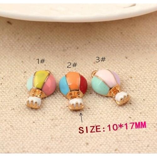 10Pcs Mix Color Diy Gold Alloy Enamel Hot Air Balloon Charms Metal Pendants For Bracelet Earring Jewelry Making Fashion
