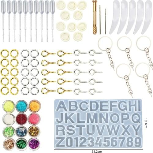 1 Set Epoxy Resin Alpha silicone mould Kit Jewelry Casting Tools DIY Handmade Findings Silicone Mold Spoon Alphanumeric mould