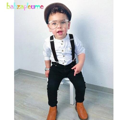 3Piece Spring Toddler Boys Clothes Kids Fashion Wear Gentleman Baby Suit White Shirt+Pants+Straps Children Clothing Sets BC1303