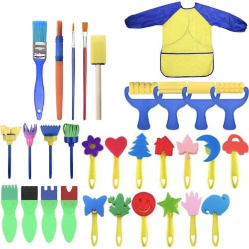 31Pcs/set Creative Sponge Paint Brush Seal Painting Educational Toy Children Art Drawing Toy