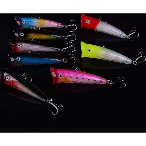 8pcs Top Water laser Popper Wobbler Fishing Lure VIB 70mm 10g Isca Artificial Crankbaits Hard Baits Fake Fishing Tackles 3D Eyes