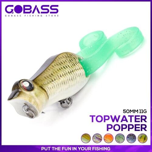 GOBASS Popper Fishing Lure Topwater Artificial Bait Frog Balancers For Fishing Lure 11g 50mm Fishing Accessories Soft Tail 2020