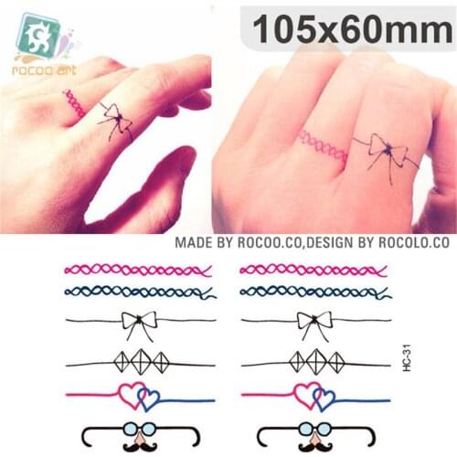 Body Art waterproof temporary tattoos for men and women glasses mustache bowknot finger ring design Tattoo Sticker HC1031